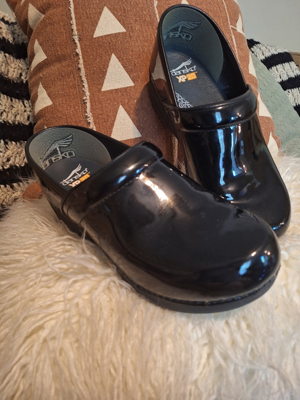Black Patent Slip-On Clog for Women - Comfortable Work Shoe 10.5 To 11
